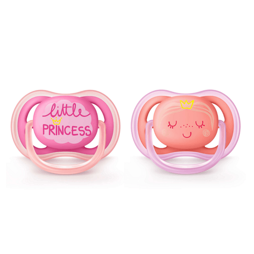 Chupetes Ultra Air Avent "Princess" (6-18m) Rosa 2 unidades