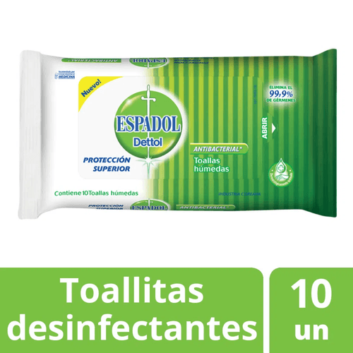 Toallitas Húmedas Antibacterial Espadol Dettol 10 unidades