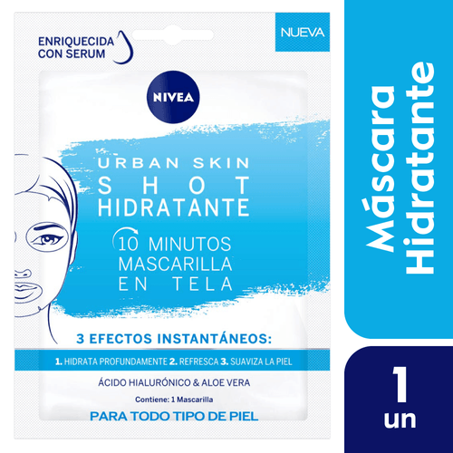 Mascarilla en Tela 10 Minutos Nivea Urban Skin Shot Hidratante