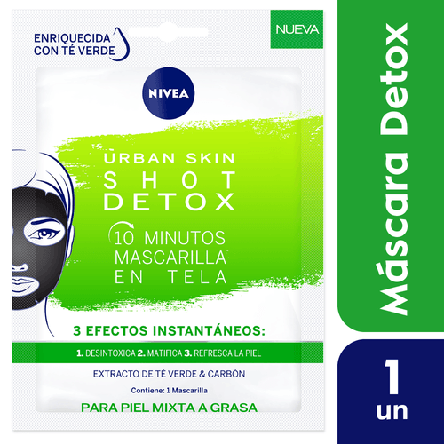 Mascarilla en Tela 10 Minutos Nivea Urban Skin Shot Detox