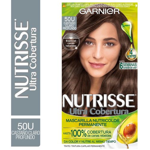 Kit Completo de Coloración Permanente Nutrisse Ultra Cobertura Tono 50 Castaño Claro Profundo 45 gr