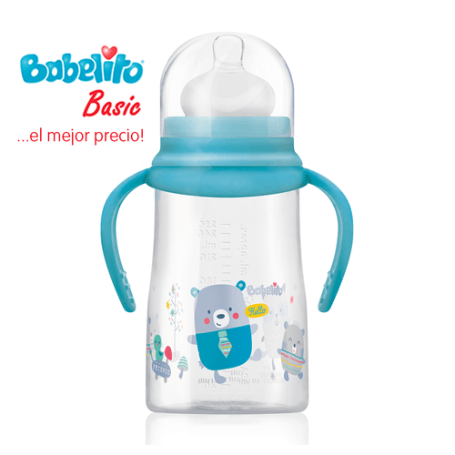 Mamadera Babelito Celeste Boca Ancha con Asas T.2 250ml