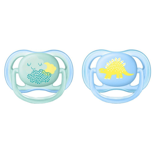 Chupetes Ultra Air Avent  "Cloud/Dino" (0-6m) Celeste 2 unidades