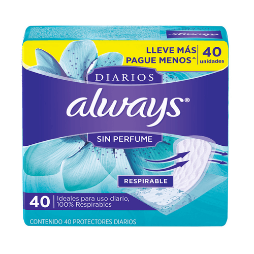Protectores Diarios Respirables Always 40 unidades