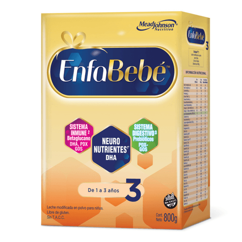 Leche Infantil EnfaBebé 3 Polvo Sabor Original 800 g