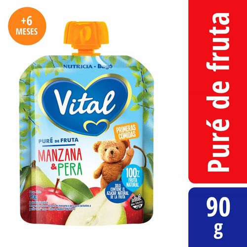 Puré de Frutas Vital Primeras Comidas Manzana y Pera 90 g