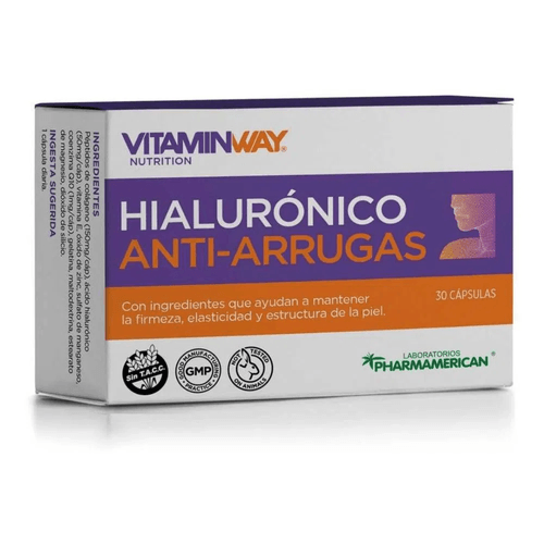 Suplemento Ácido Hialurónico Anti-Arrugas Vitamin Way 30 Cápsulas