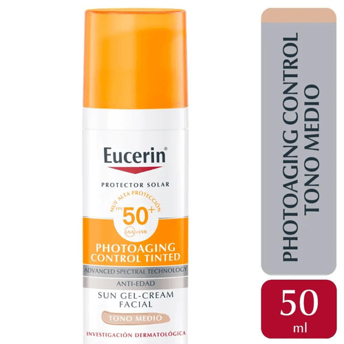 Eucerin Protector Solar Photoaging Control Gel Cream Facial Tono medio FPS 50+ 50ml