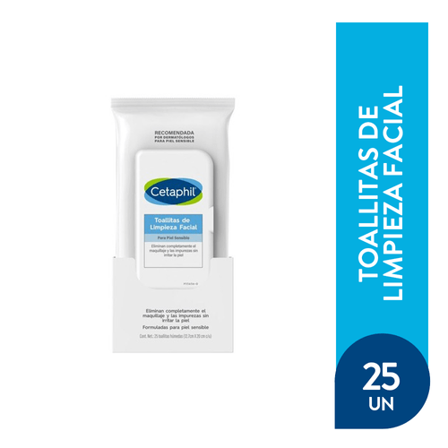 Cetaphil Toallitas de limpieza facial Desmaquillantes x25un
