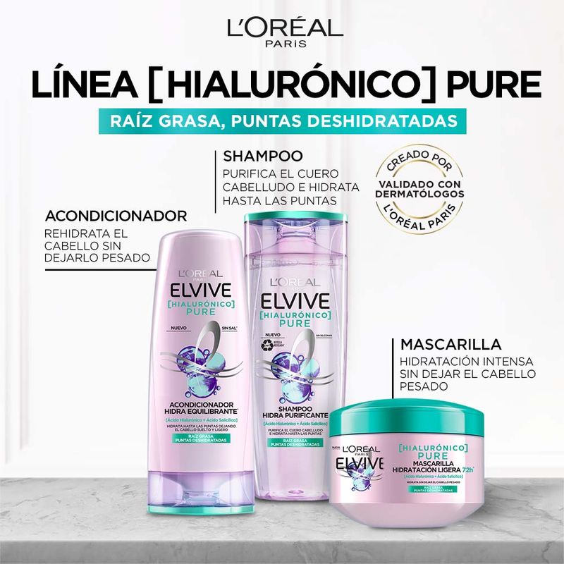 Elvive L´oréal Paris - Shampoo Hidra Hialuronico 200 Ml x 3 Unidades