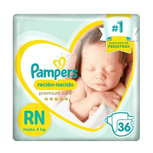 Pañales Pampers Premium Care Recién Nacido (36 Unidades)