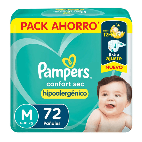 Pañales Pampers Confort Sec Talle M (72 unidades)