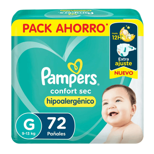 Pañales Pampers Confort Sec Talle G (72 unidades)