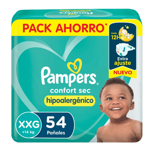 Pañales Pampers Confort Sec Talle XXG (54 unidades)