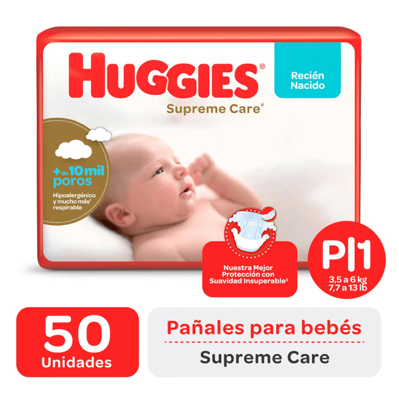 Huggies Supreme Care para recien nacido P - Cont. 30 Unidades