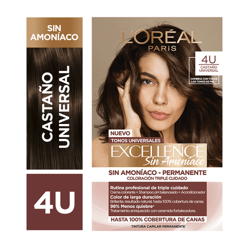 Kit Coloración sin Amoníaco Excellence 4U Castaño Universal