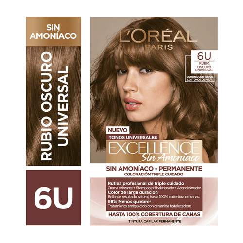 Kit Coloración sin Amoníaco Excellence 6U Rubio Oscuro
