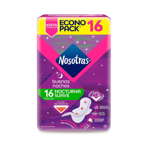 Nosotras Toallitas Buenas Noches Suave x14u.