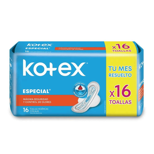 Kotex Toallas Femeninas Especial con Alas x16u.