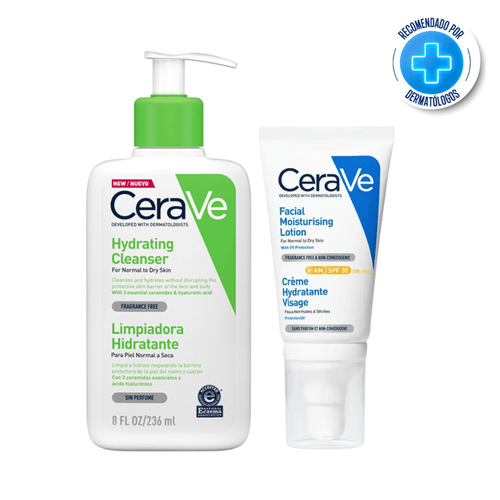 Combo CeraVe Gel Limpiador Hidratante 236ml + Loción Hidratante SPF 30 52ml CeraVe